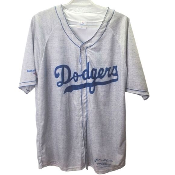 Dodgers Jackie Robinson Replica Jersey Button Up Tshirt Size XLarge - Picture 17 of 17